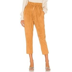 Free People‎ Nightfall Vegan Suede Paperbag Waist Pants Camel Brown